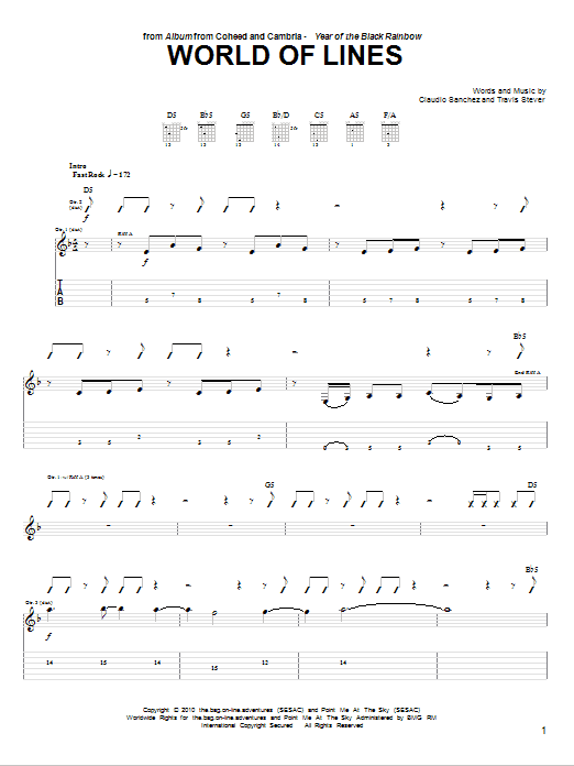 Coheed And Cambria World Of Lines sheet music notes and chords arranged for Guitar Tab