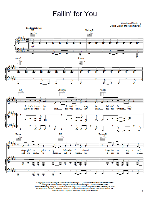 Colbie Caillat Fallin' For You sheet music notes and chords arranged for Easy Piano