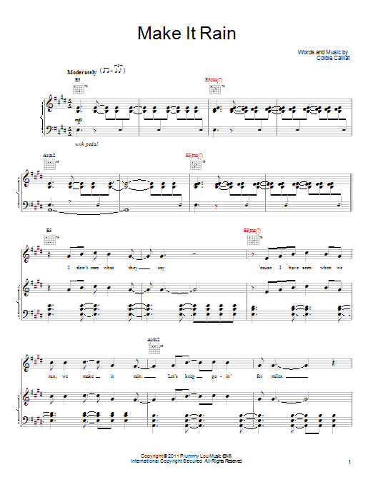 Colbie Caillat Make It Rain sheet music notes and chords arranged for Piano, Vocal & Guitar Chords (Right-Hand Melody)