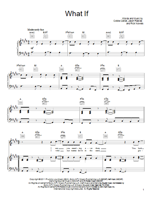Colbie Caillat What If sheet music notes and chords arranged for Guitar Chords/Lyrics