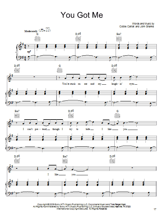 Colbie Caillat You Got Me sheet music notes and chords arranged for Guitar Chords/Lyrics