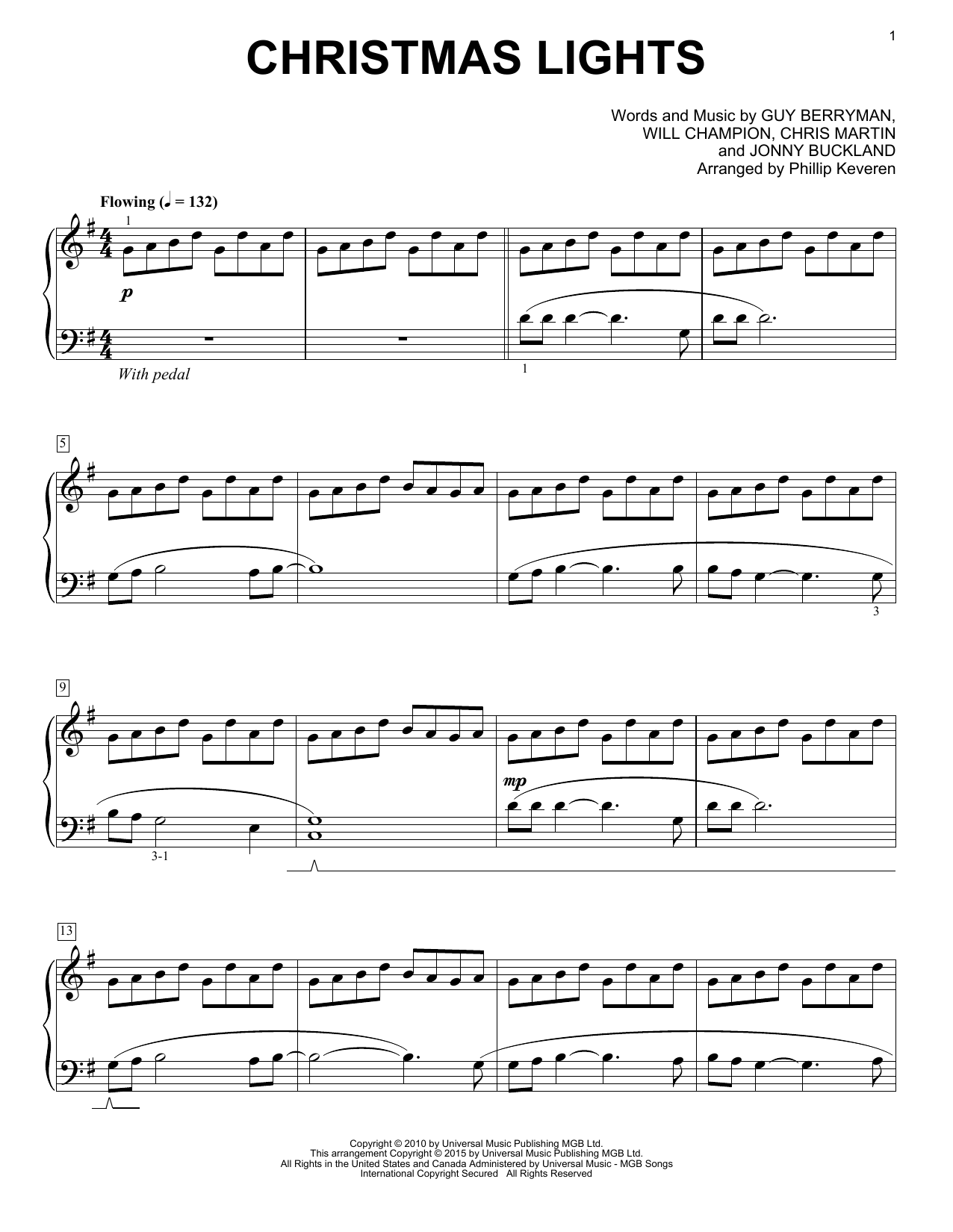 Coldplay Christmas Lights [Classical version] (arr. Phillip Keveren) sheet music notes and chords arranged for Piano Solo