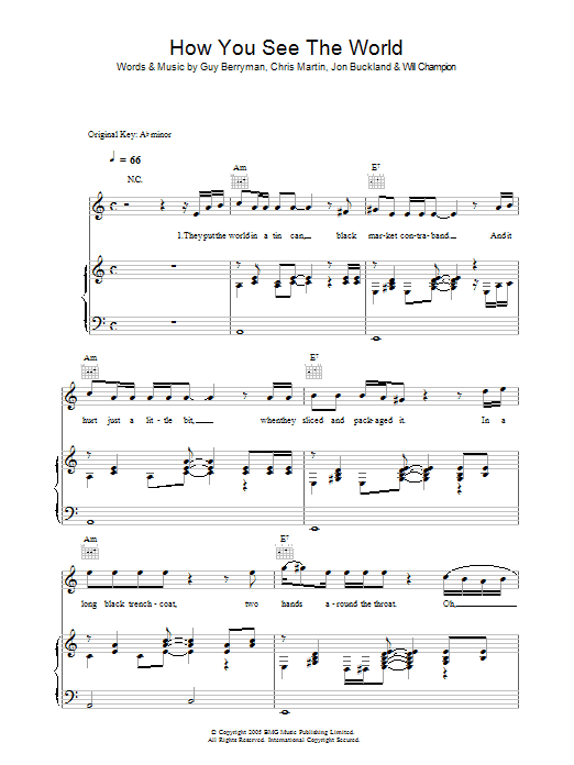 Coldplay How You See The World sheet music notes and chords arranged for Guitar Tab