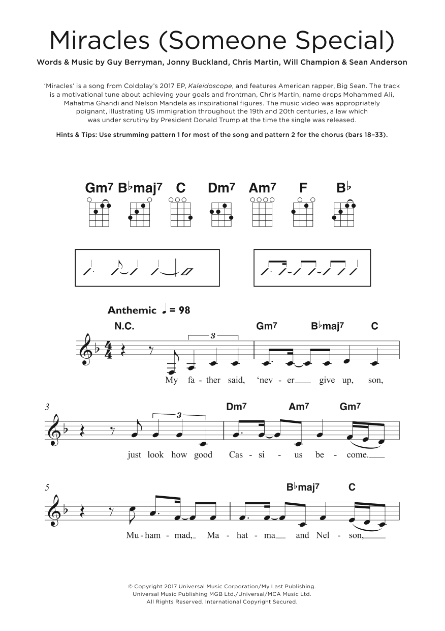 Coldplay Miracles (Someone Special) (featuring Big Sean) sheet music notes and chords arranged for Keyboard (Abridged)