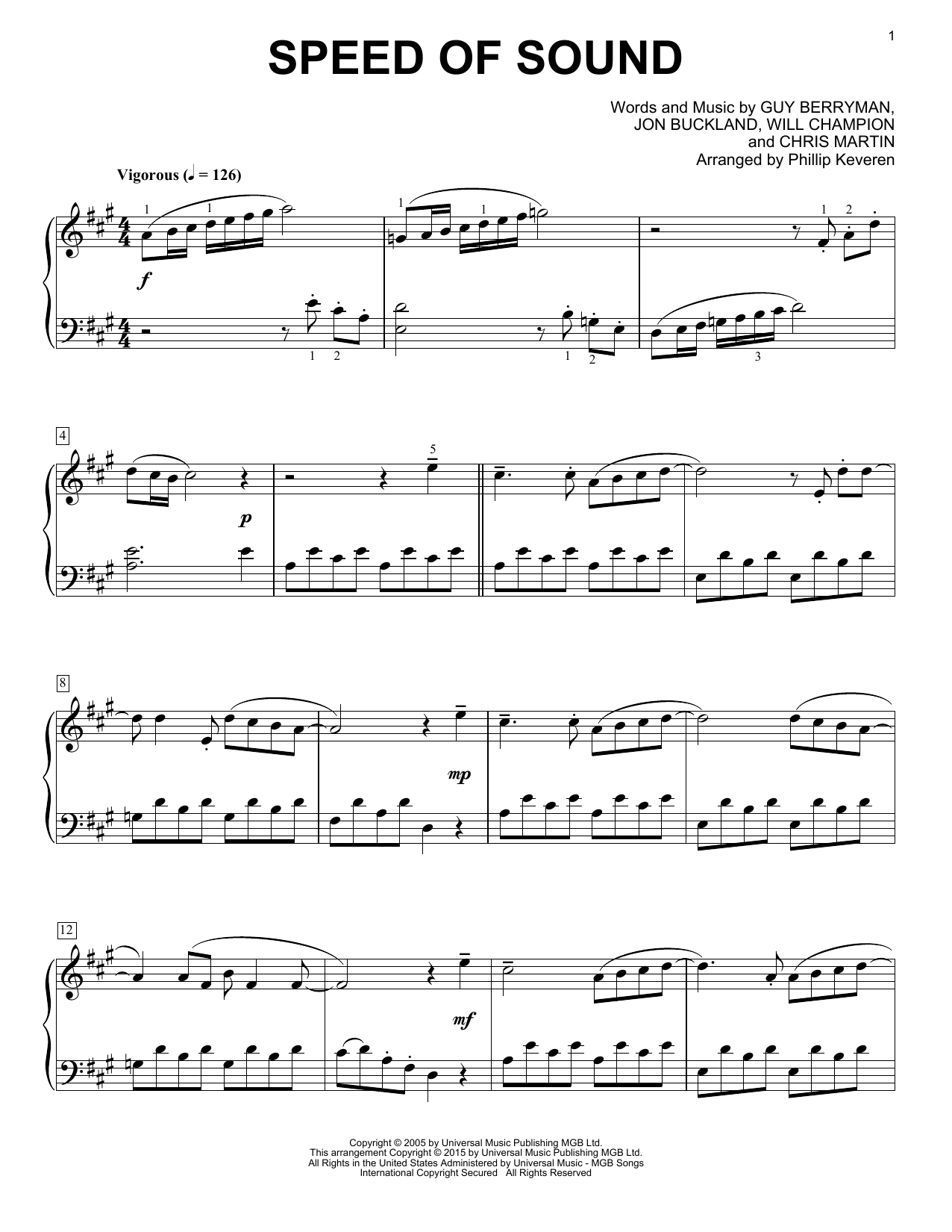 Coldplay Speed Of Sound [Classical version] (arr. Phillip Keveren) sheet music notes and chords arranged for Piano Solo