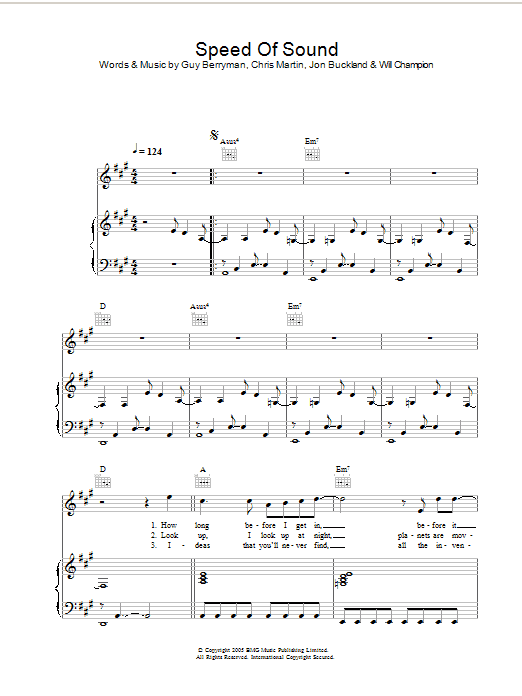Coldplay Speed Of Sound sheet music notes and chords. Download Printable PDF.