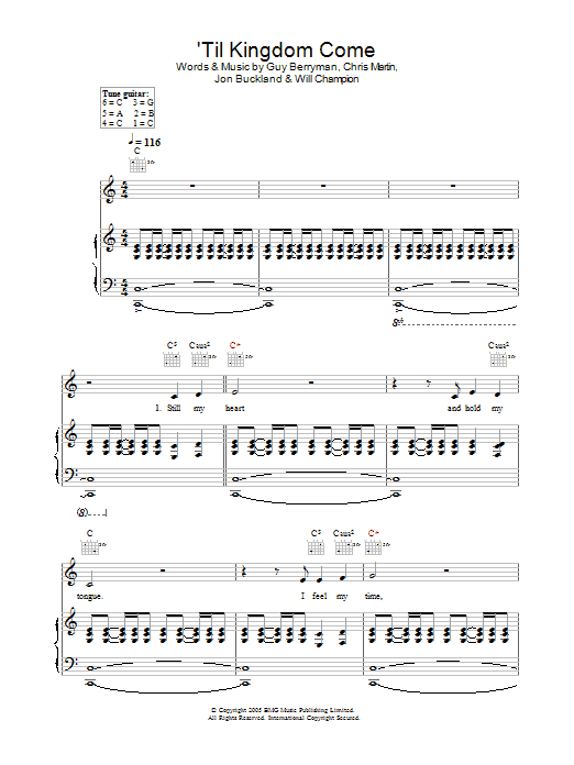 Coldplay 'Til Kingdom Come sheet music notes and chords arranged for Guitar Tab
