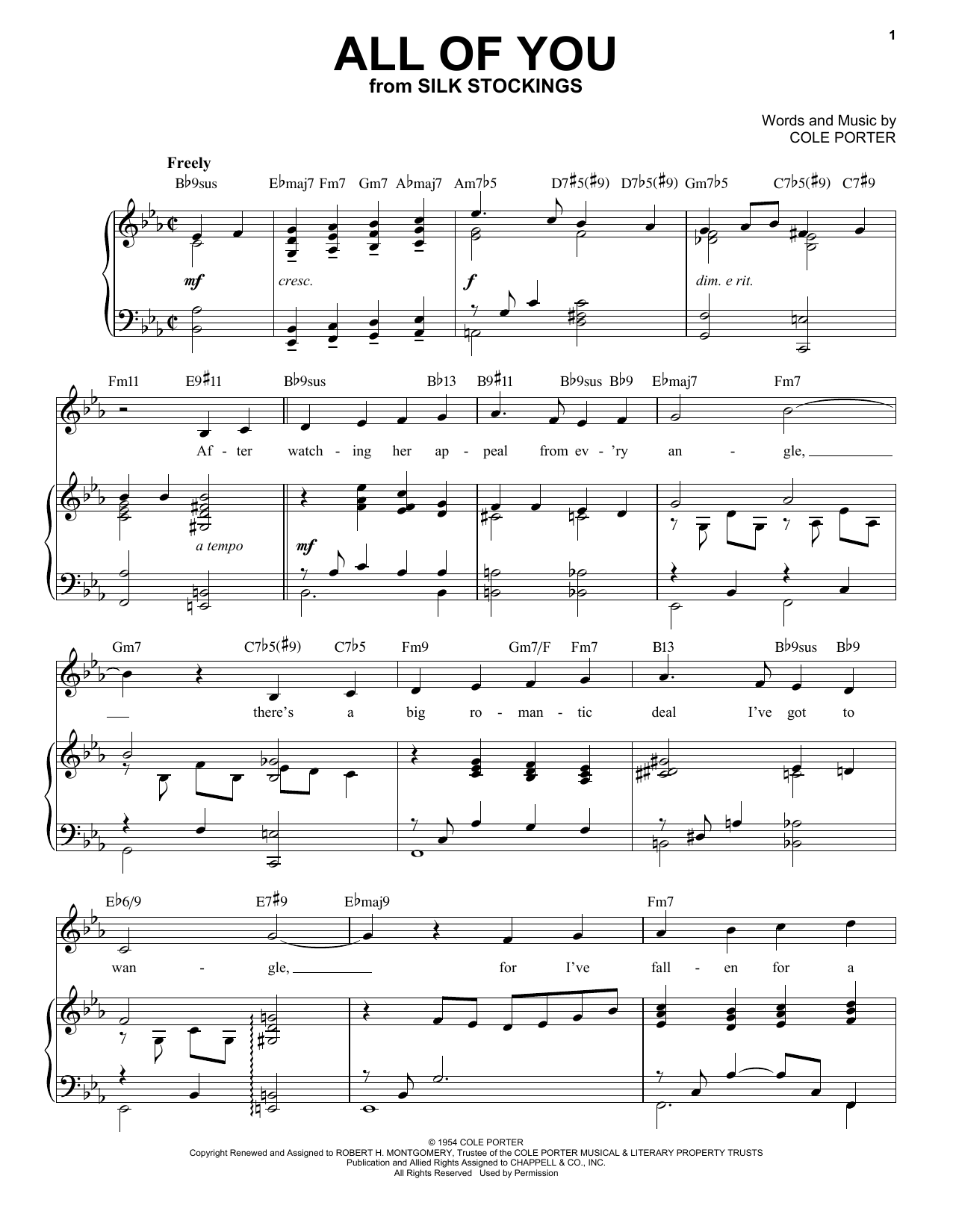 Cole Porter All Of You [Jazz version] (from Silk Stockings) (arr. Brent Edstrom) sheet music notes and chords arranged for Piano & Vocal