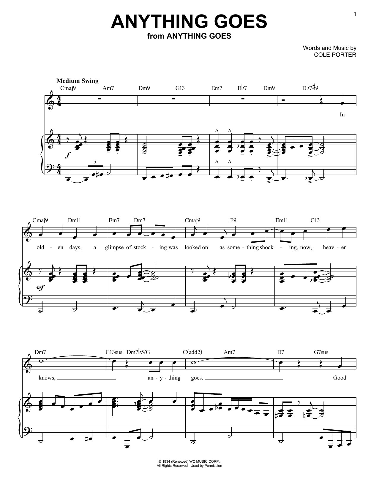 Cole Porter Anything Goes [Jazz version] (arr. Brent Edstrom) sheet music notes and chords arranged for Piano & Vocal