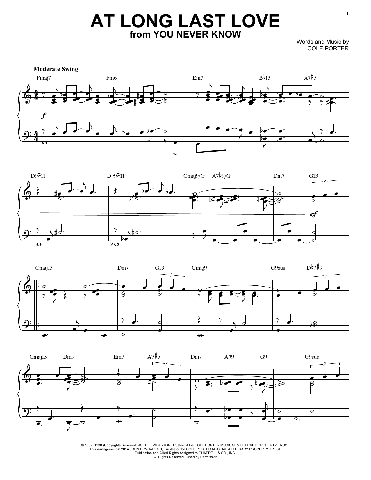 Cole Porter At Long Last Love [Jazz version] (arr. Brent Edstrom) sheet music notes and chords arranged for Piano Solo