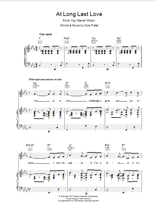 Cole Porter At Long Last Love sheet music notes and chords arranged for Piano Transcription