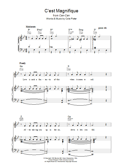 Cole Porter C'est Magnifique sheet music notes and chords arranged for Piano, Vocal & Guitar Chords