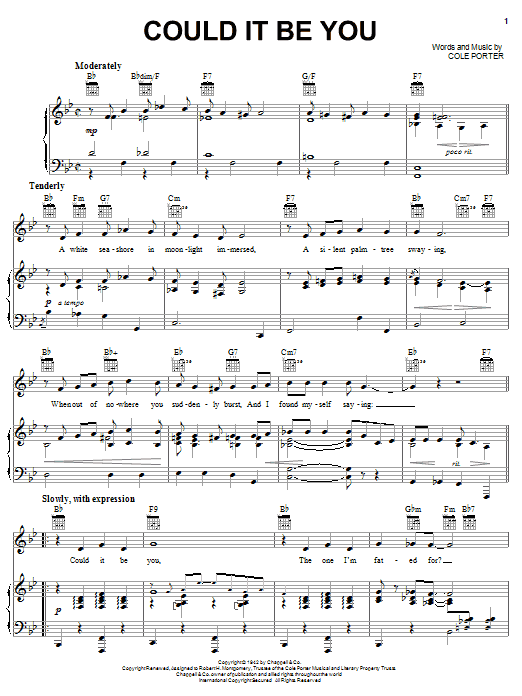 Cole Porter Could It Be You sheet music notes and chords arranged for Piano, Vocal & Guitar Chords (Right-Hand Melody)