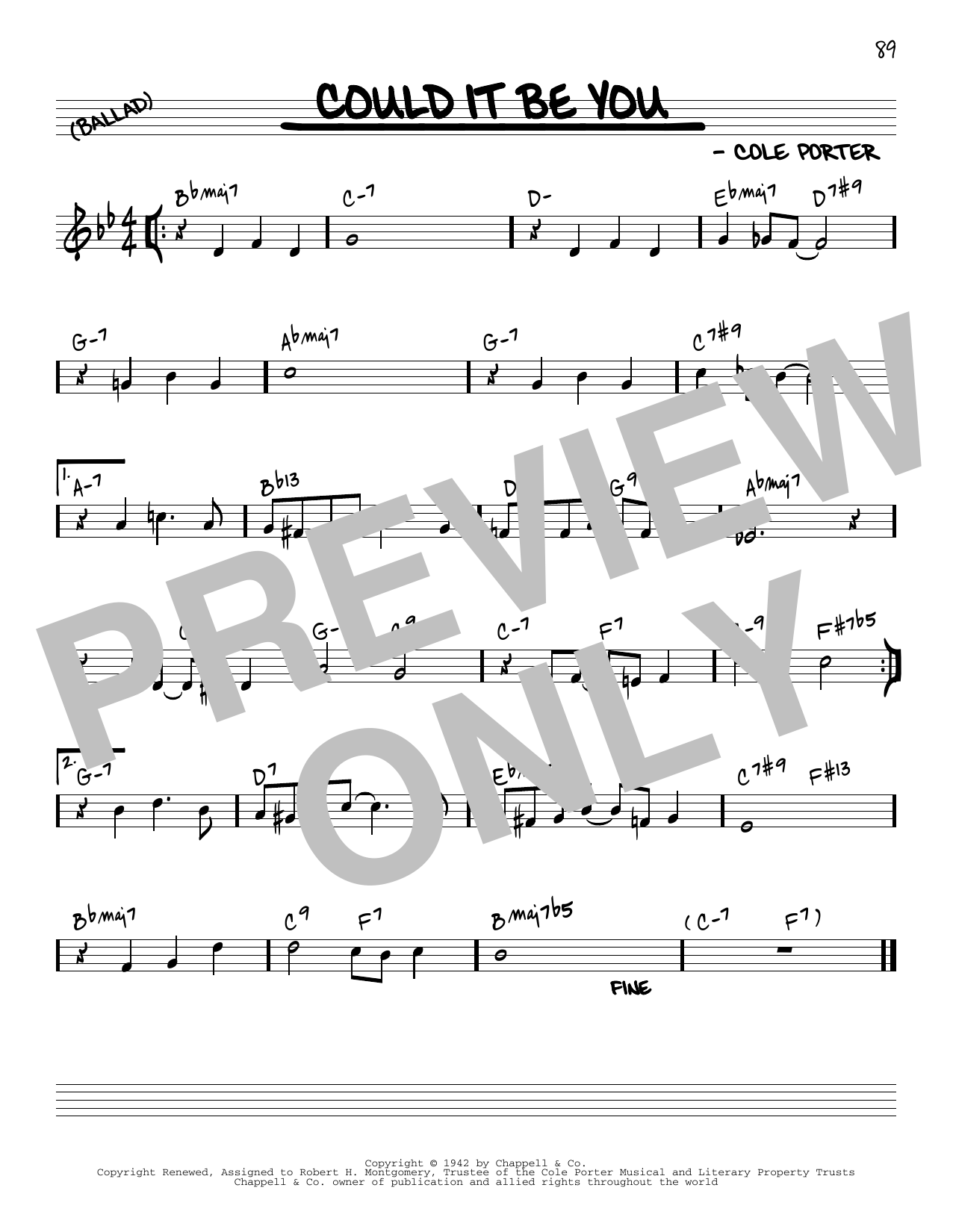 Cole Porter Could It Be You [Reharmonized version] (arr. Jack Grassel) sheet music notes and chords arranged for Real Book – Melody & Chords