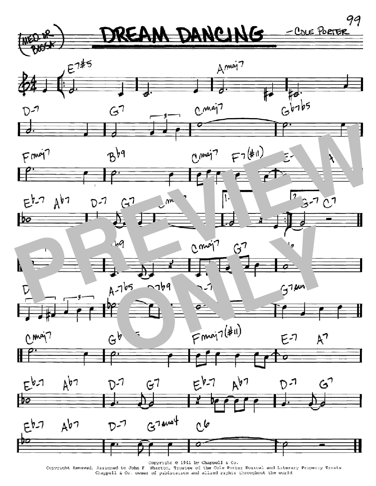 Cole Porter Dream Dancing sheet music notes and chords arranged for Real Book – Melody & Chords – C Instruments