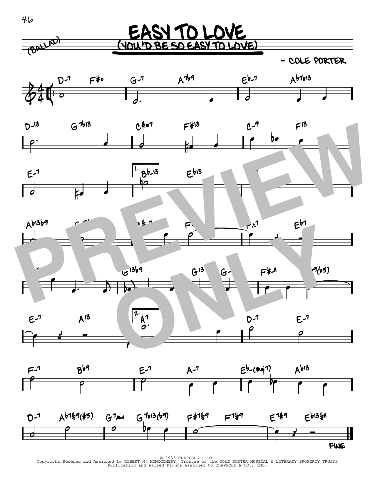 Cole Porter Easy To Love (You'd Be So Easy To Love) (arr. David Hazeltine) sheet music notes and chords arranged for Real Book – Enhanced Chords