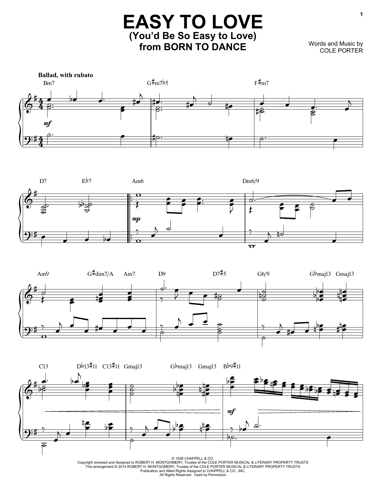 Cole Porter Easy To Love (You'd Be So Easy To Love) [Jazz version] (arr. Brent Edstrom) sheet music notes and chords arranged for Piano Solo
