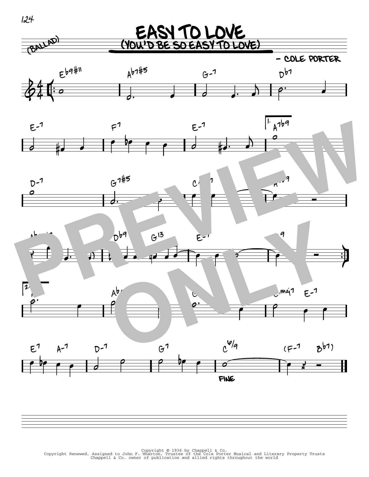 Cole Porter Easy To Love (You'd Be So Easy To Love) [Reharmonized version] (arr. Jack Grassel) sheet music notes and chords arranged for Real Book – Melody & Chords