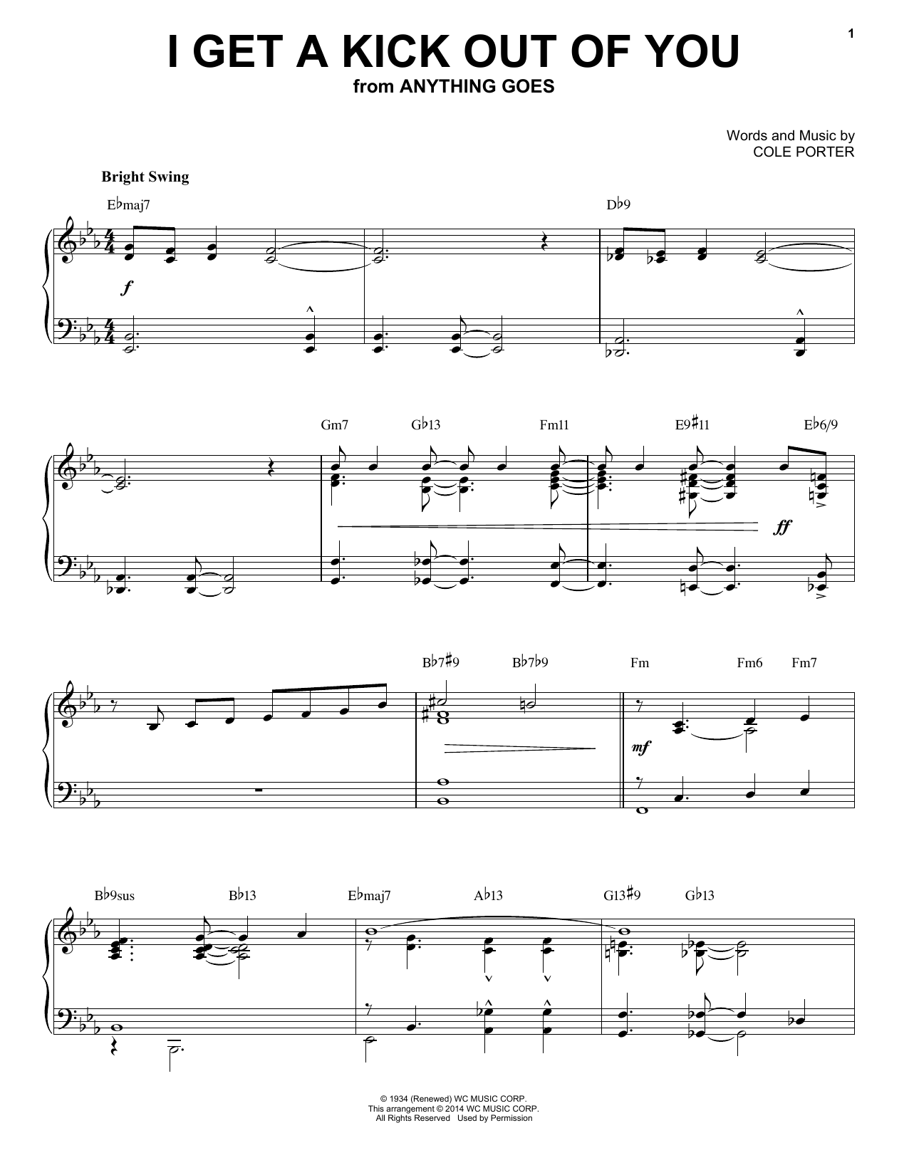 Cole Porter I Get A Kick Out Of You [Jazz version] (arr. Brent Edstrom) sheet music notes and chords arranged for Piano Solo
