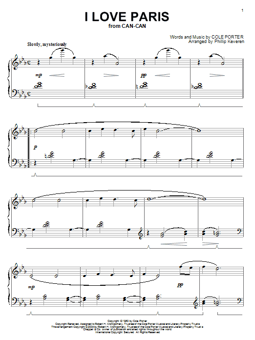 Cole Porter I Love Paris (arr. Phillip Keveren) sheet music notes and chords arranged for Piano Solo