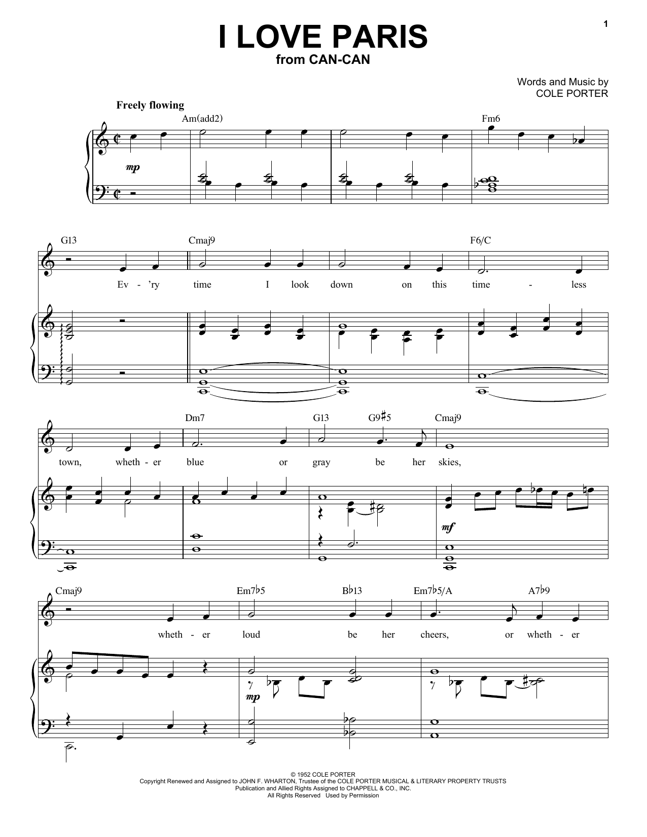 Cole Porter I Love Paris [Jazz version] (from Can-Can) (arr. Brent Edstrom) sheet music notes and chords arranged for Piano & Vocal