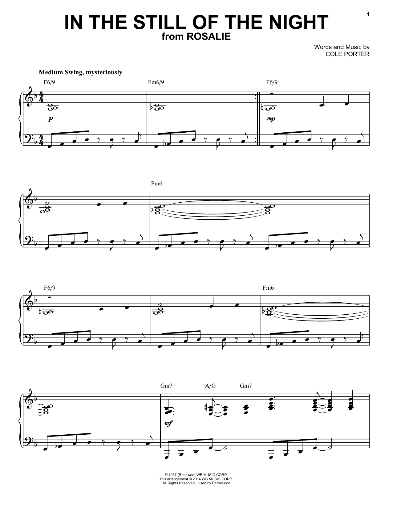 Cole Porter In The Still Of The Night [Jazz version] (arr. Brent Edstrom) sheet music notes and chords arranged for Piano Solo