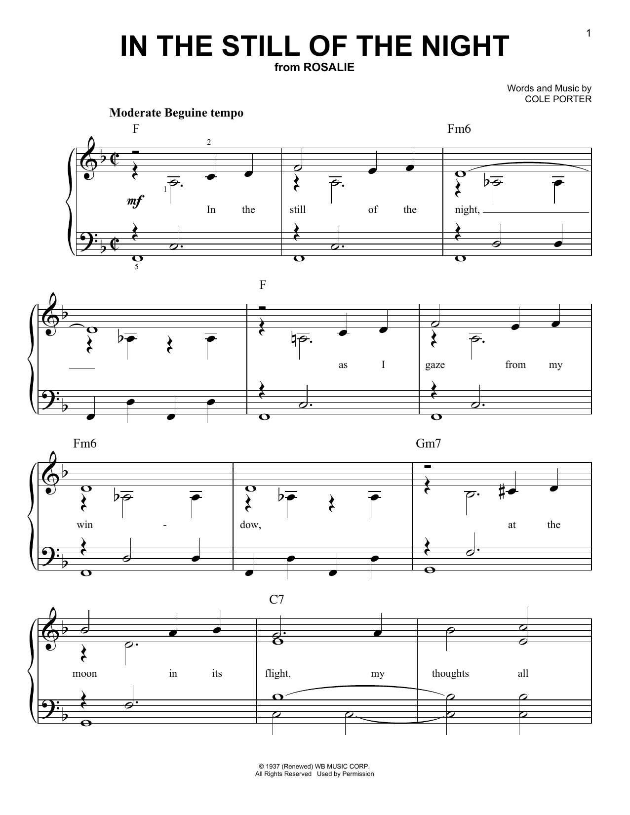 Cole Porter In The Still Of The Night sheet music notes and chords arranged for Piano & Vocal