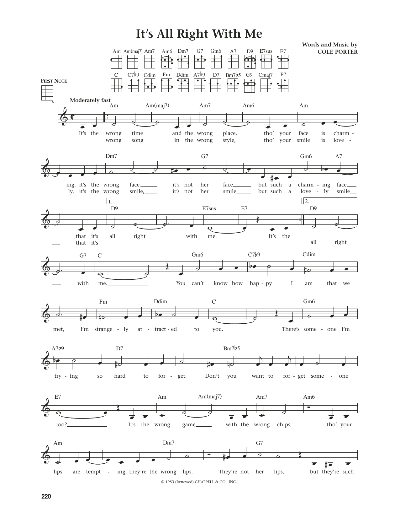 Cole Porter It's All Right With Me (from The Daily Ukulele) (arr. Jim Beloff) sheet music notes and chords arranged for Ukulele