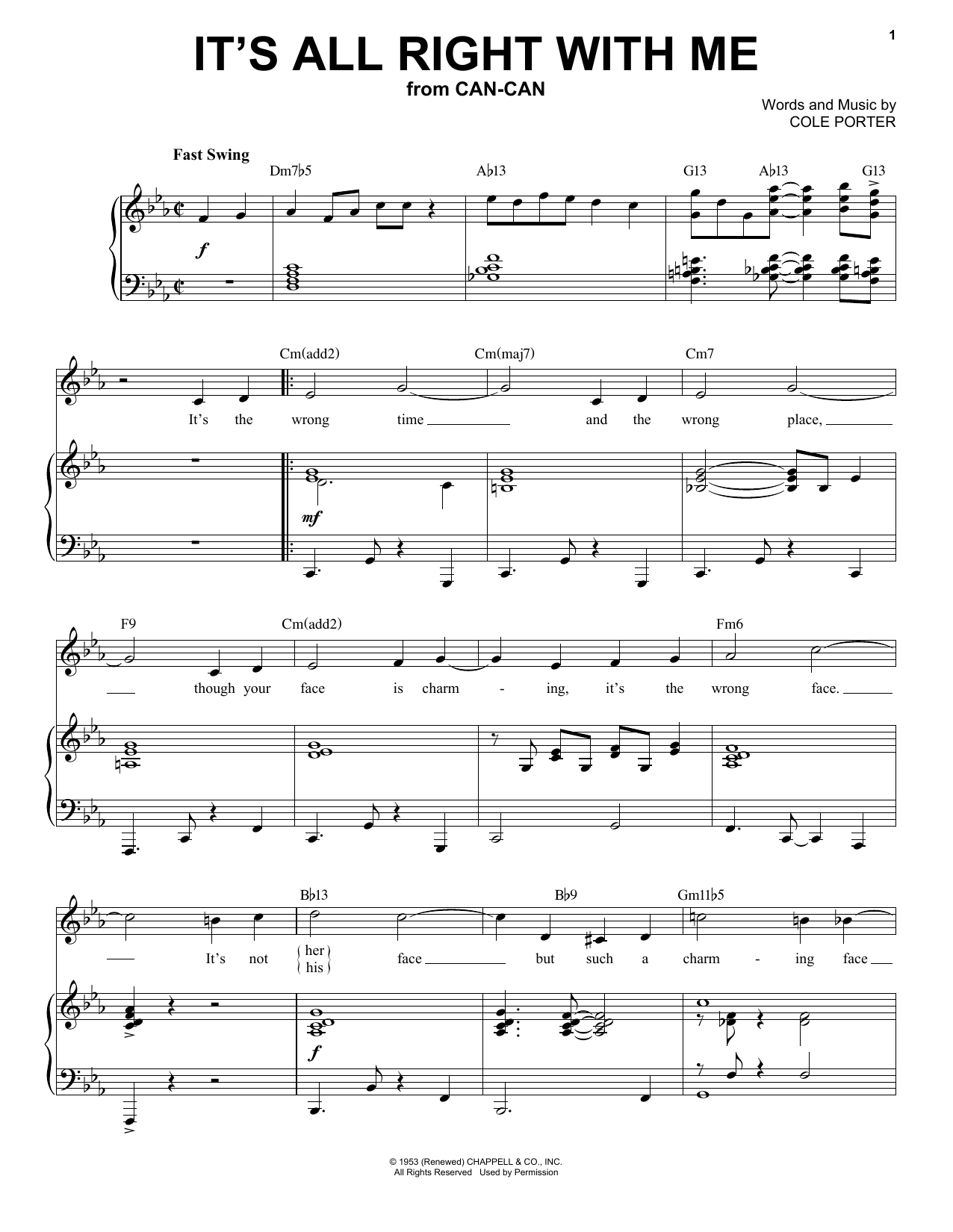 Cole Porter It's All Right With Me [Jazz version] (from Can-Can) (arr. Brent Edstrom) sheet music notes and chords arranged for Piano & Vocal