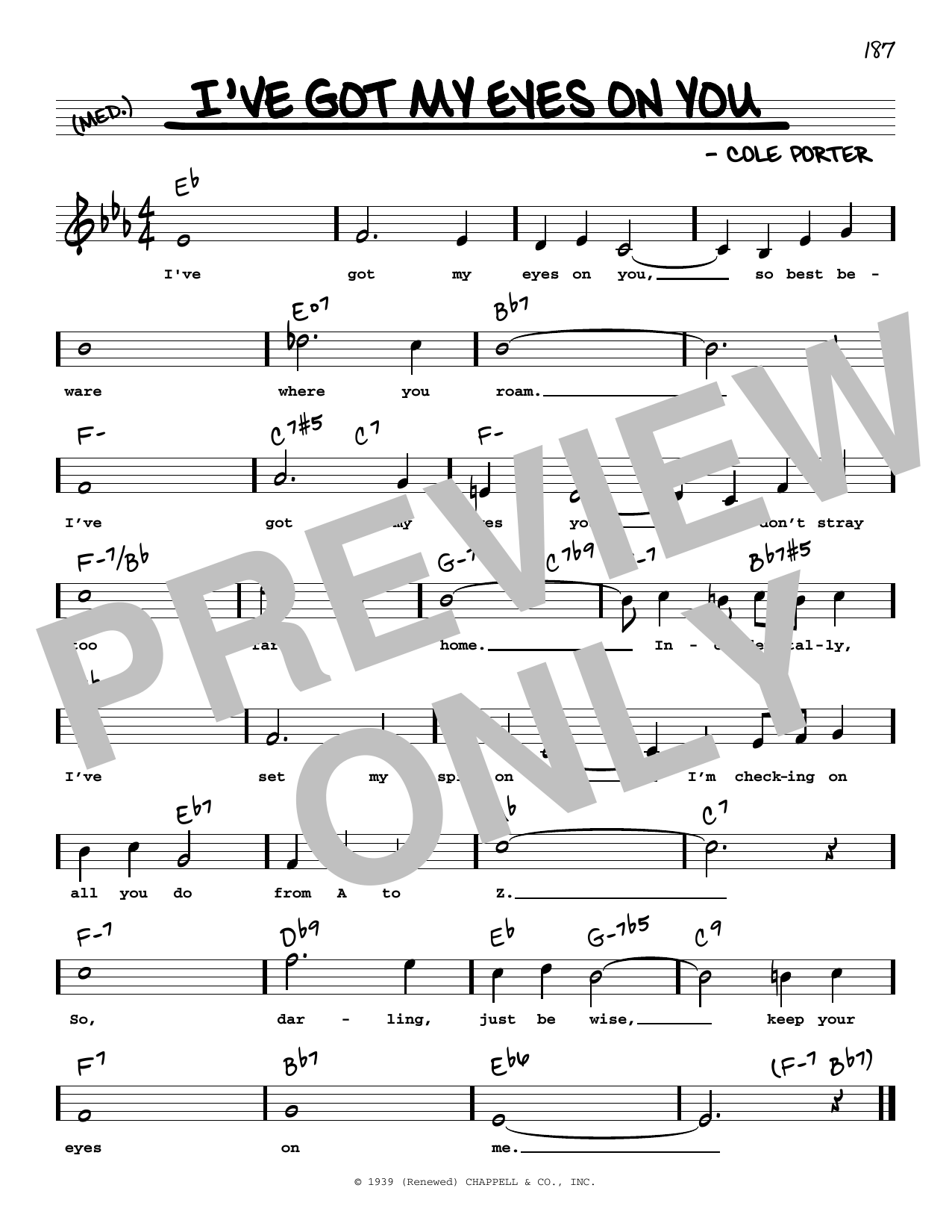 Cole Porter I've Got My Eyes On You (High Voice) sheet music notes and chords arranged for Real Book – Melody, Lyrics & Chords