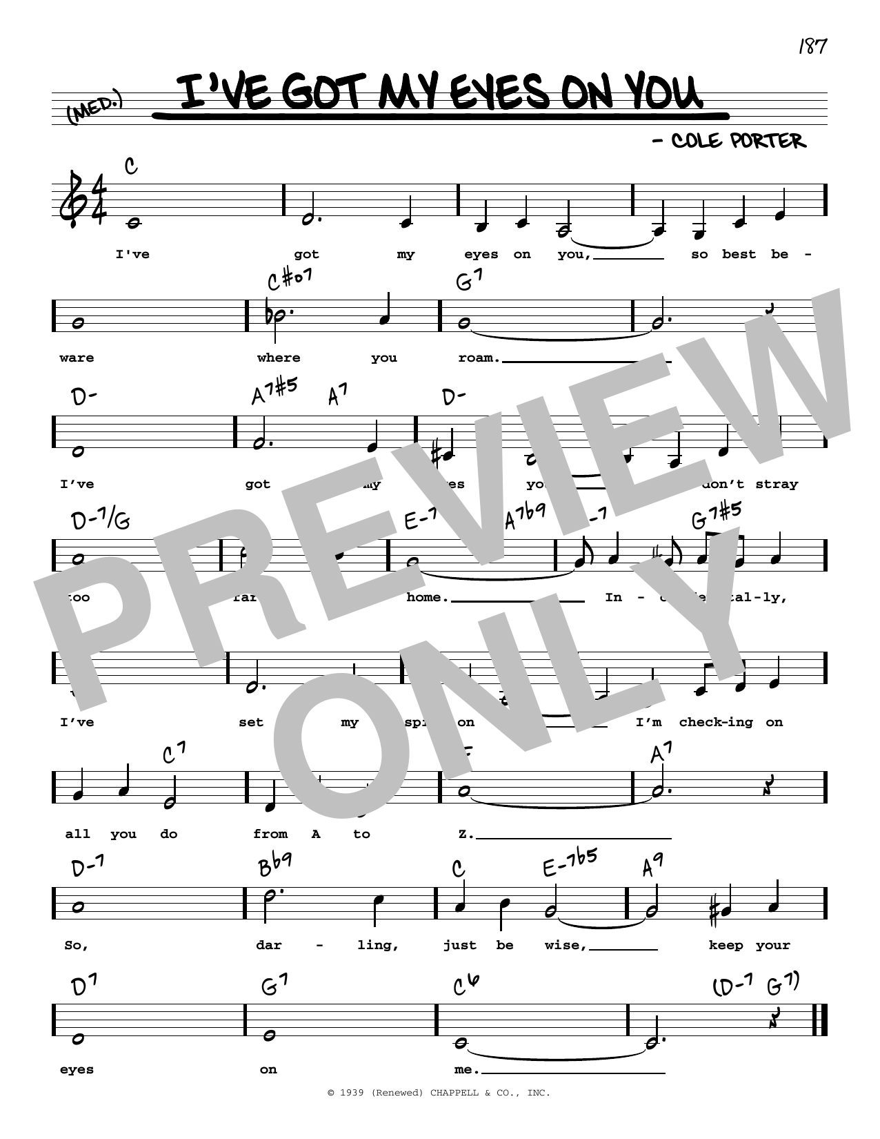 Cole Porter I've Got My Eyes On You (Low Voice) sheet music notes and chords arranged for Real Book – Melody, Lyrics & Chords