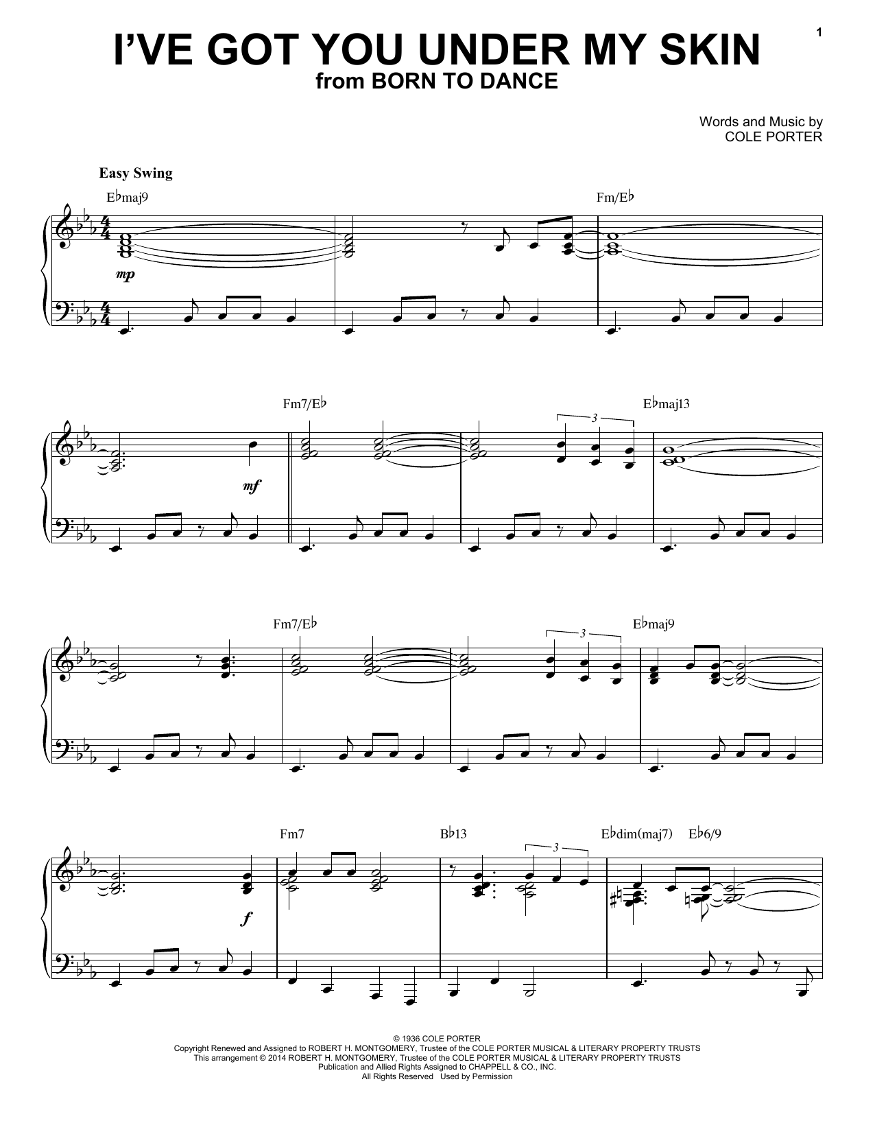 Cole Porter I've Got You Under My Skin [Jazz version] (arr. Brent Edstrom) sheet music notes and chords arranged for Piano Solo