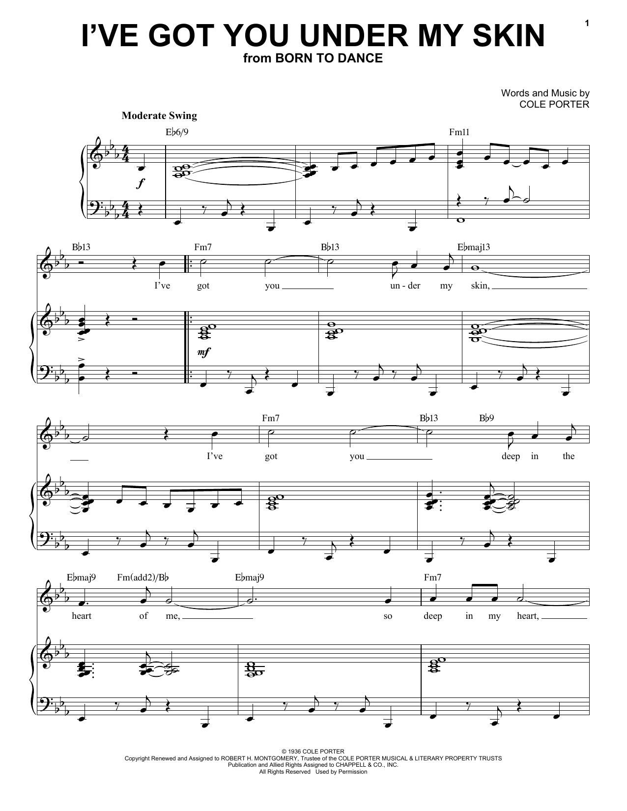 Cole Porter I've Got You Under My Skin [Jazz version] (from Born To Dance) (arr. Brent Edstrom) sheet music notes and chords arranged for Piano & Vocal