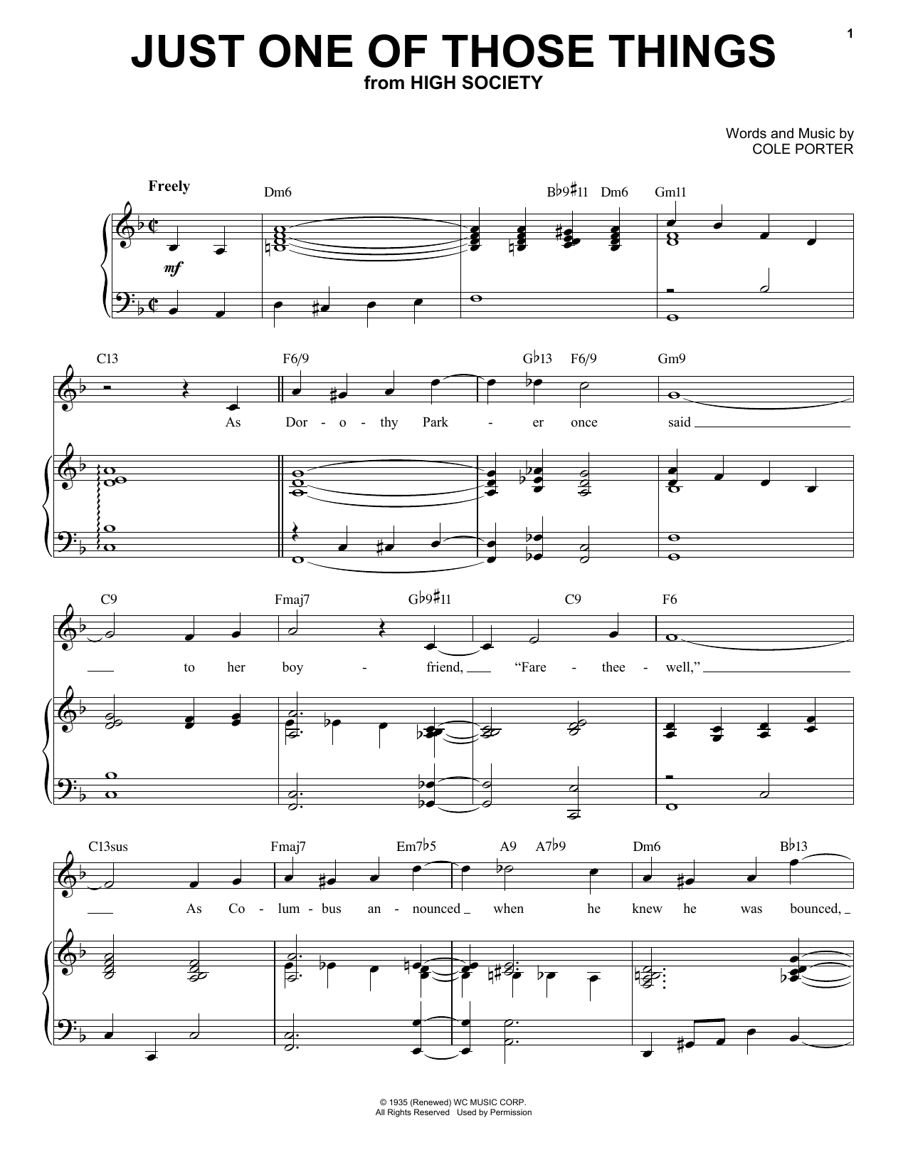 Cole Porter Just One Of Those Things [Jazz version] (from High Society) (arr. Brent Edstrom) sheet music notes and chords arranged for Piano & Vocal