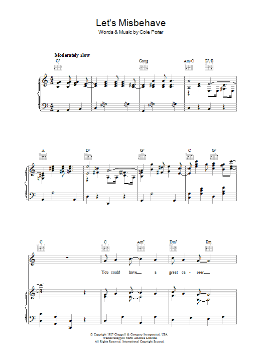 Cole Porter Let's Misbehave sheet music notes and chords arranged for Piano, Vocal & Guitar Chords (Right-Hand Melody)