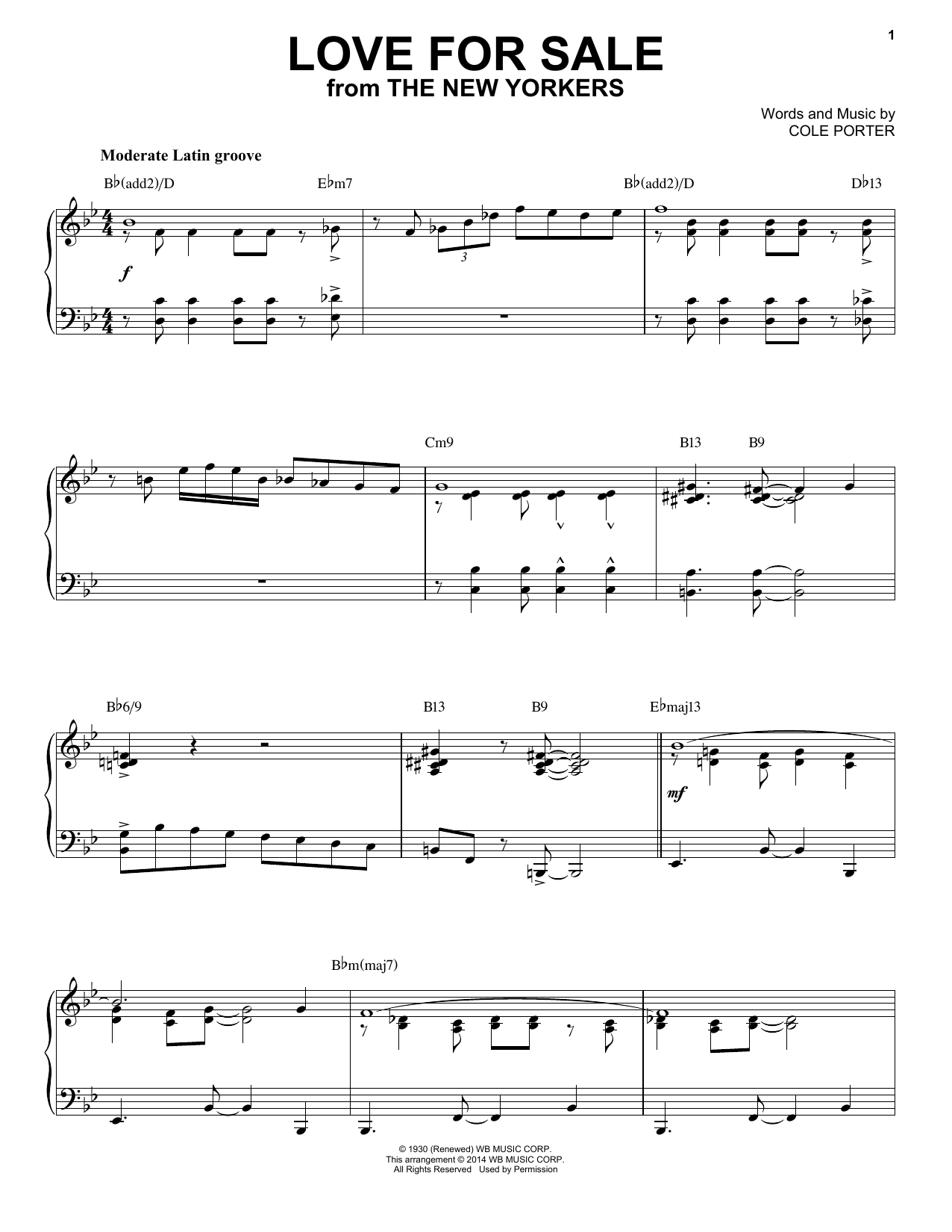 Cole Porter Love For Sale [Jazz version] (arr. Brent Edstrom) sheet music notes and chords arranged for Piano Solo