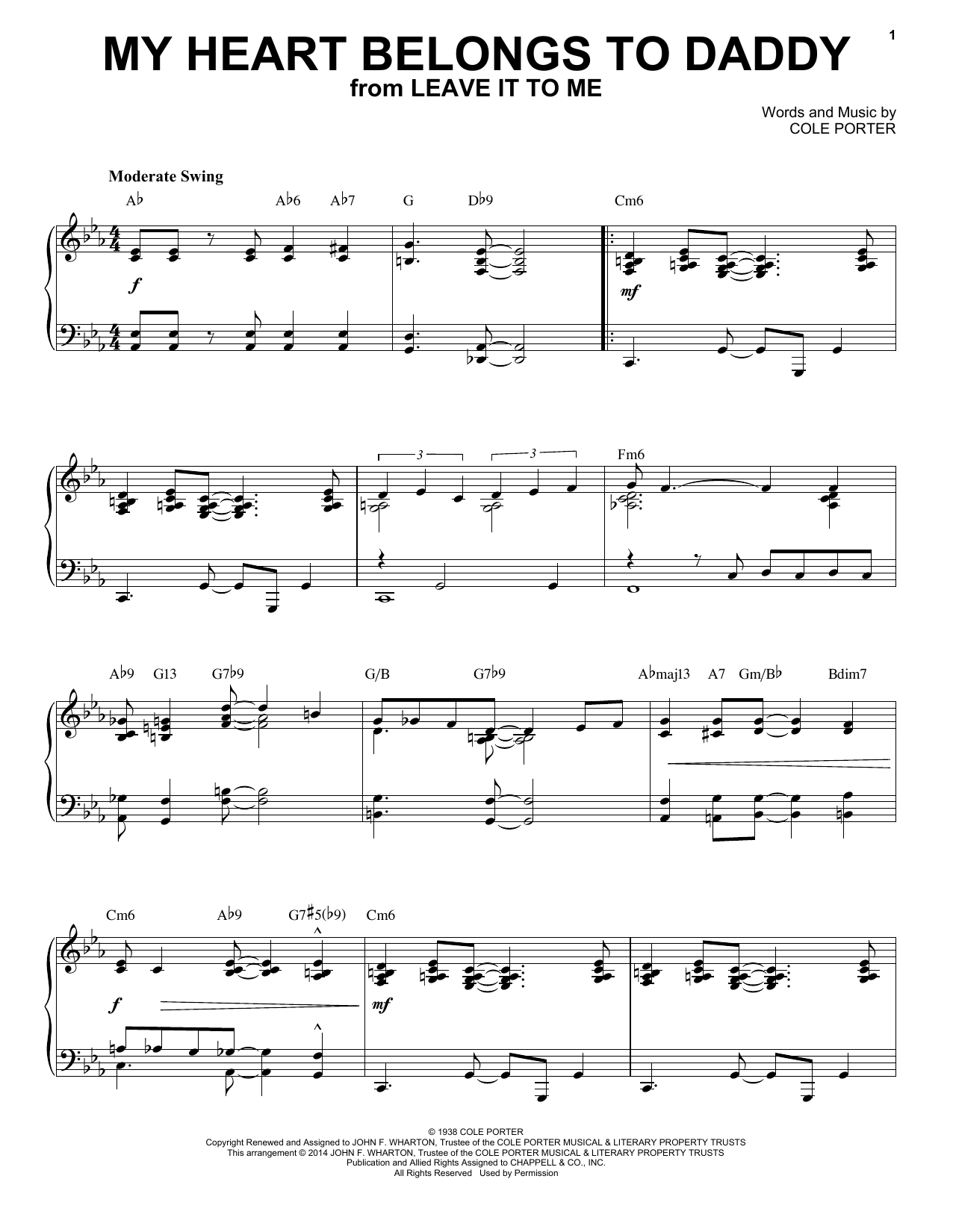 Cole Porter My Heart Belongs To Daddy [Jazz version] (arr. Brent Edstrom) sheet music notes and chords arranged for Piano Solo