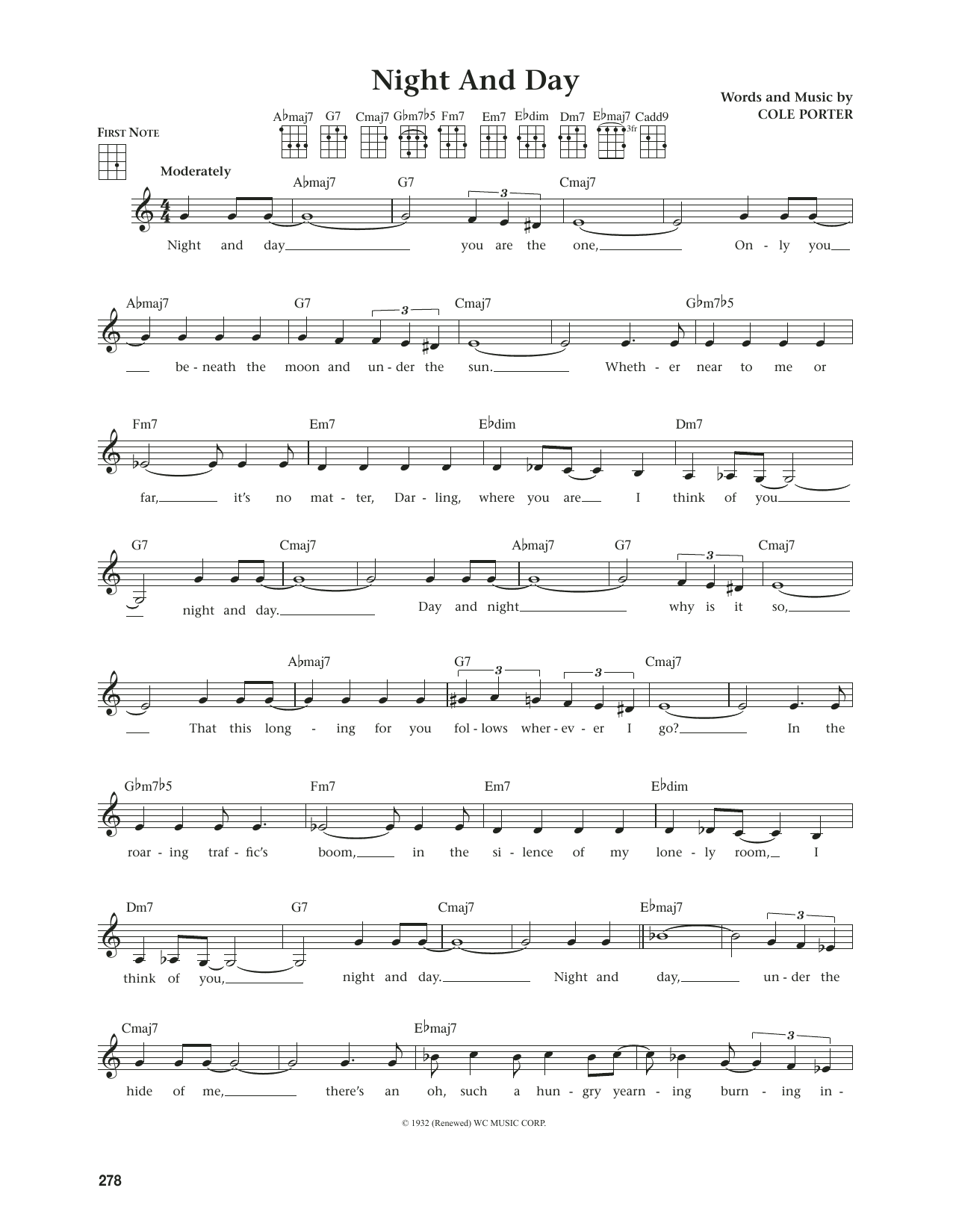 Cole Porter Night And Day (from The Daily Ukulele) (arr. Jim Beloff) sheet music notes and chords arranged for Ukulele