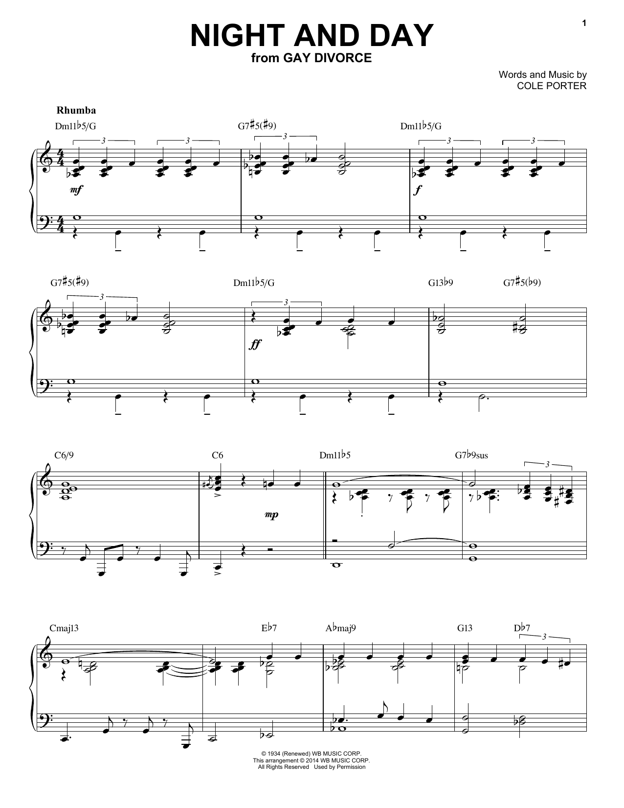 Cole Porter Night And Day [Jazz version] (arr. Brent Edstrom) sheet music notes and chords arranged for Piano Solo