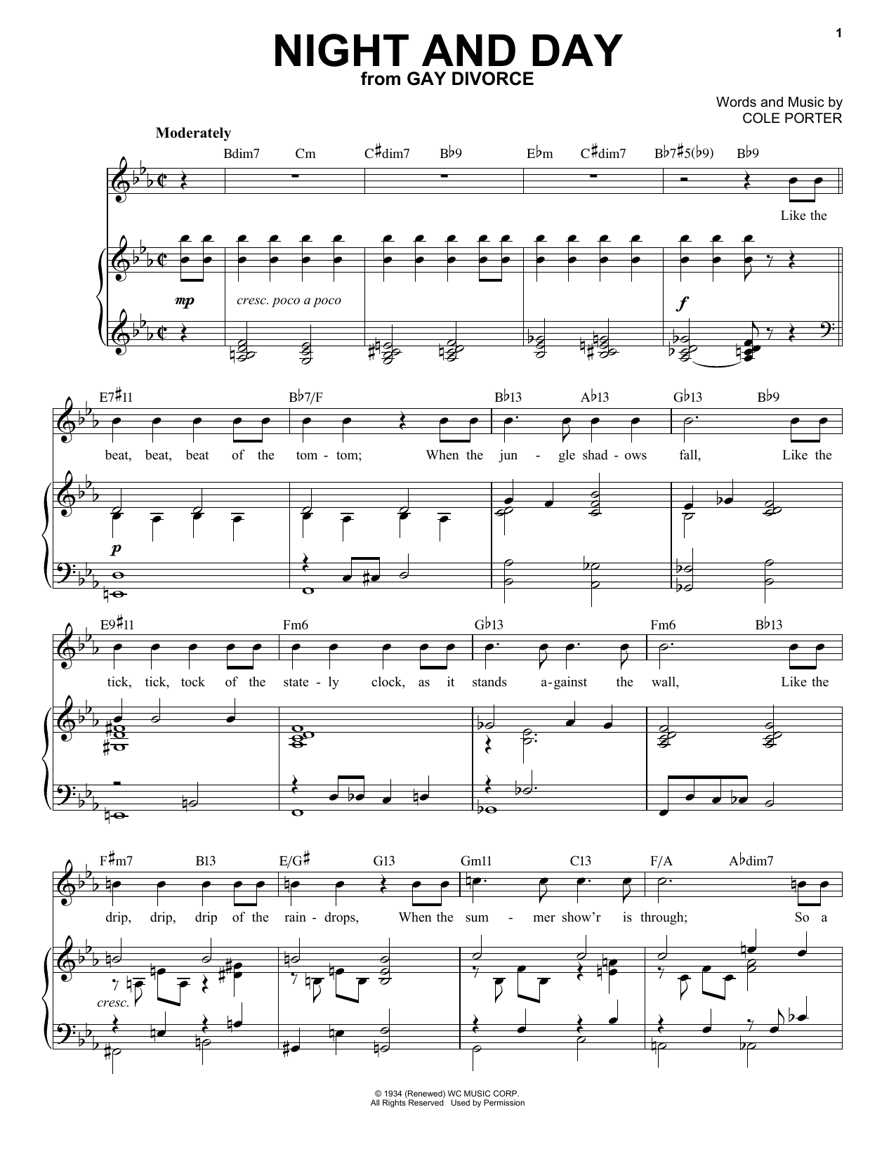 Cole Porter Night And Day [Jazz version] (from Gay Divorce) (arr. Brent Edstrom) sheet music notes and chords arranged for Piano & Vocal