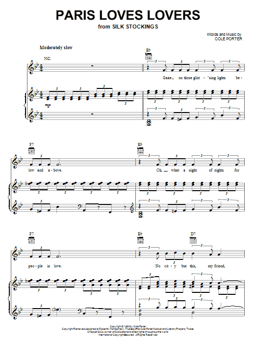 Cole Porter Paris Loves Lovers sheet music notes and chords arranged for Piano, Vocal & Guitar Chords (Right-Hand Melody)