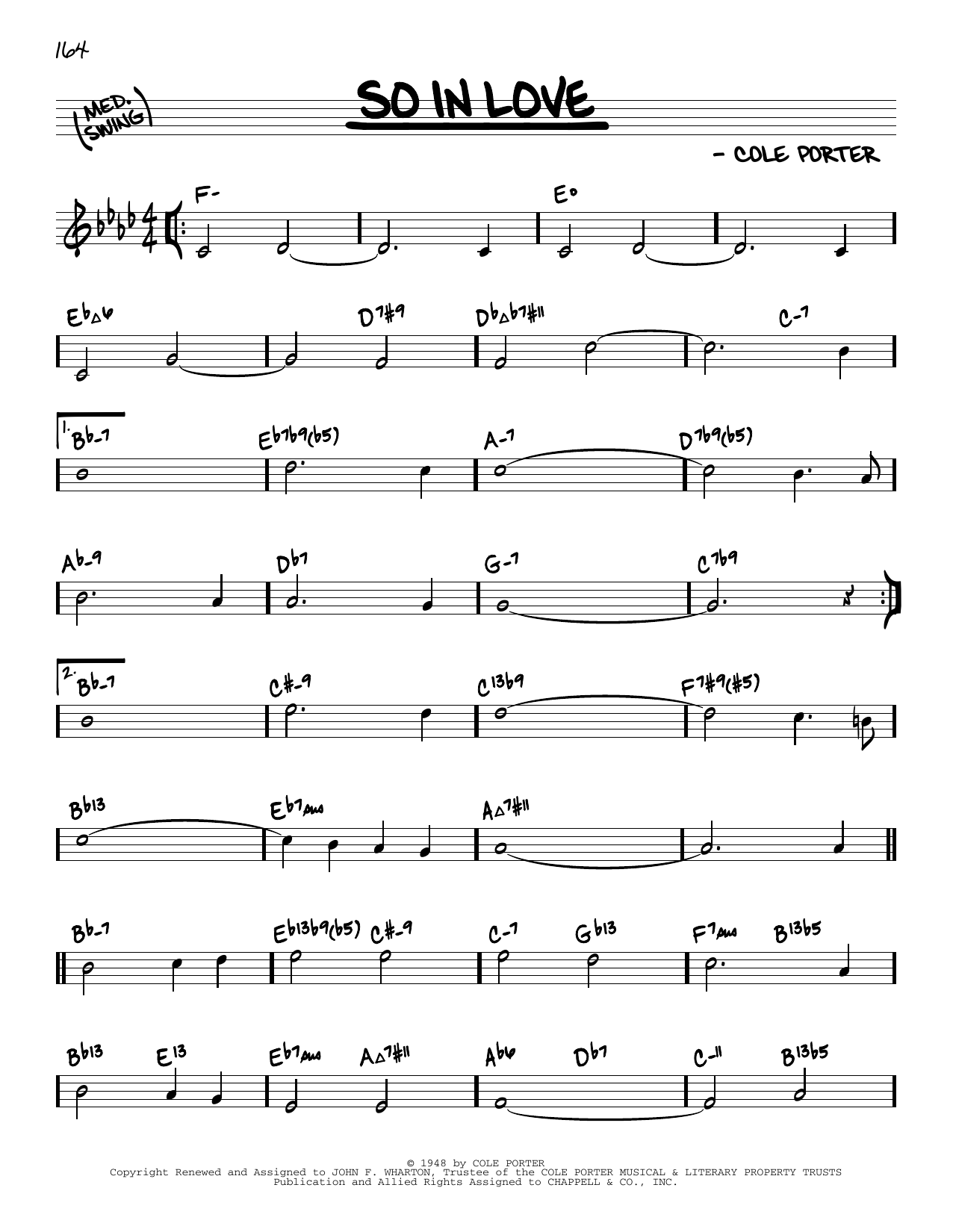 Cole Porter So In Love (arr. David Hazeltine) sheet music notes and chords arranged for Real Book – Enhanced Chords
