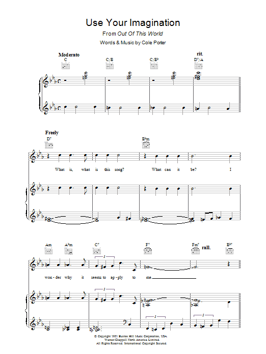 Cole Porter Use Your Imagination sheet music notes and chords arranged for Piano, Vocal & Guitar Chords