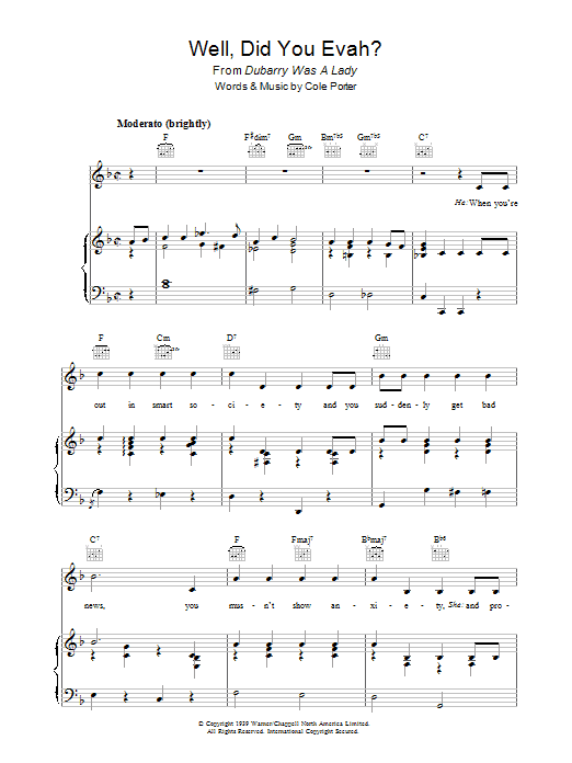 Cole Porter Well, Did You Evah? sheet music notes and chords arranged for Lead Sheet / Fake Book