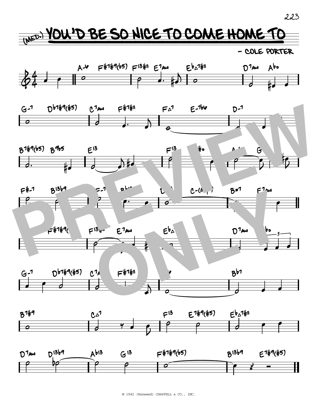 Cole Porter You'd Be So Nice To Come Home To (arr. David Hazeltine) sheet music notes and chords arranged for Real Book – Enhanced Chords