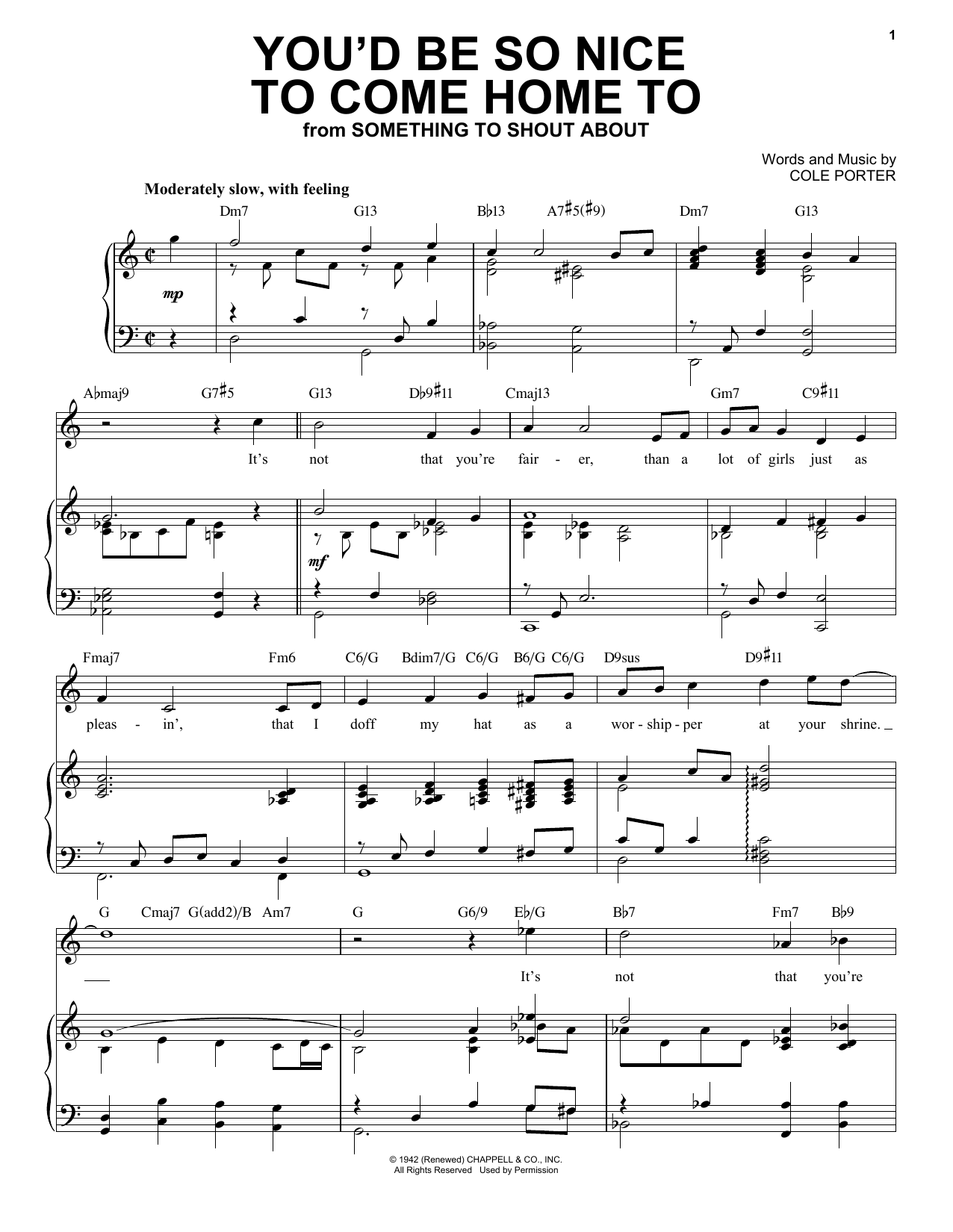 Cole Porter You'd Be So Nice To Come Home To [Jazz version] (from Something To Shout About) (arr. Brent Edstrom) sheet music notes and chords arranged for Piano & Vocal