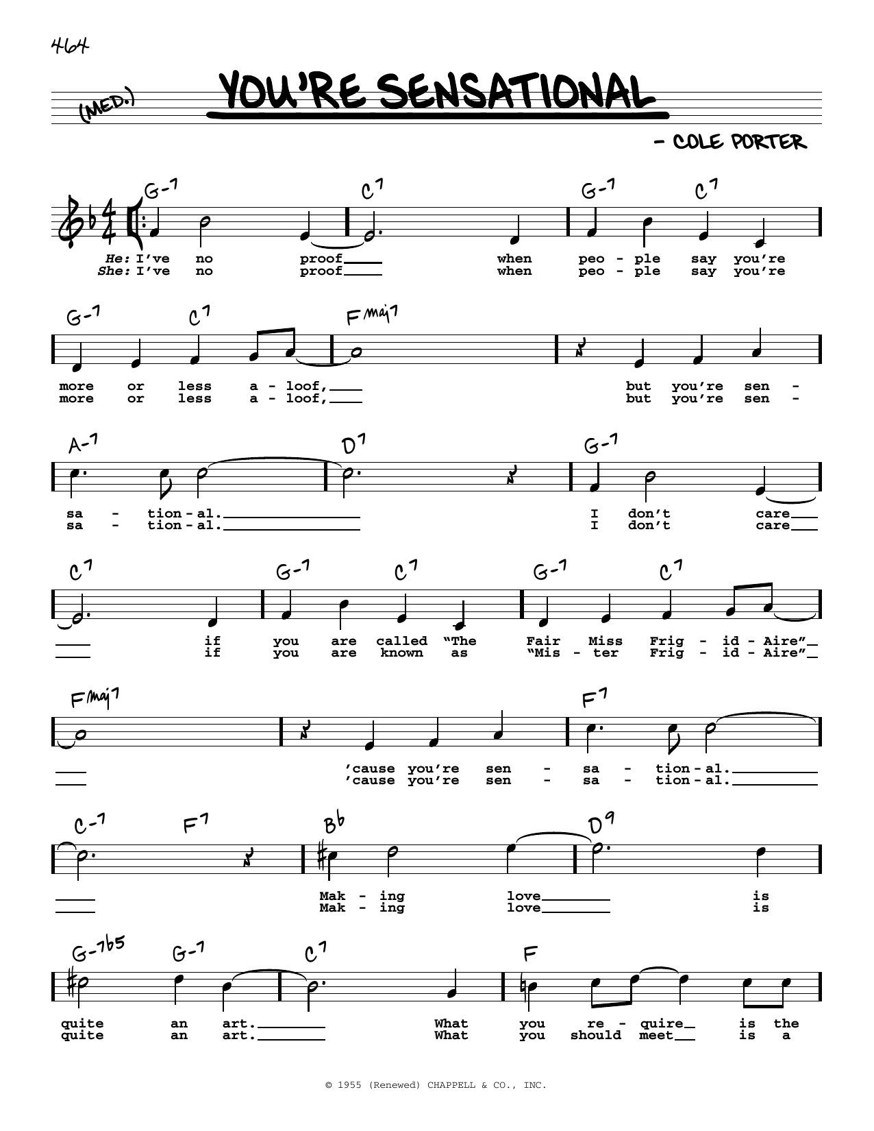 Cole Porter You're Sensational (High Voice) (from High Society) sheet music notes and chords arranged for Real Book – Melody, Lyrics & Chords