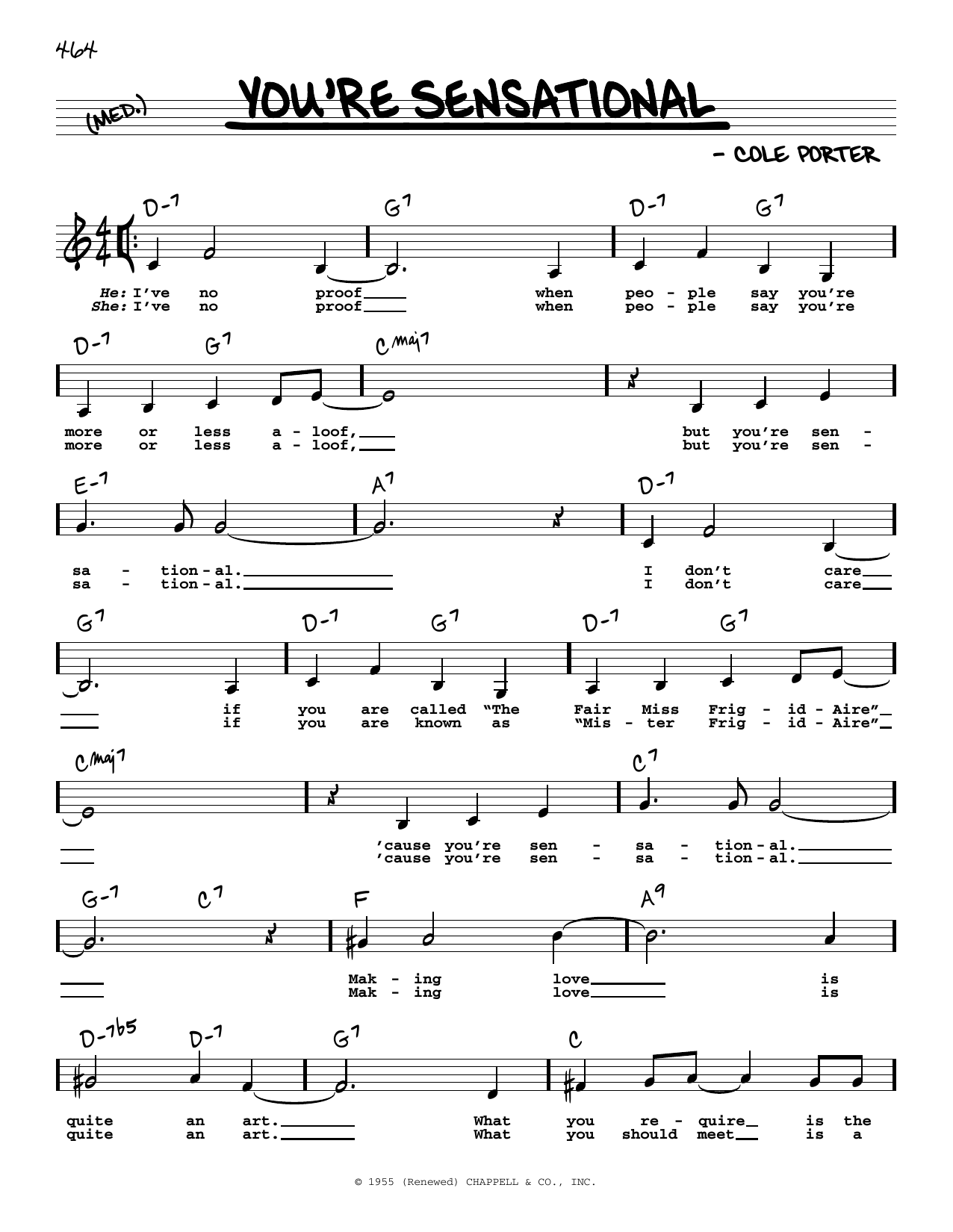 Cole Porter You're Sensational (Low Voice) sheet music notes and chords arranged for Real Book – Melody, Lyrics & Chords
