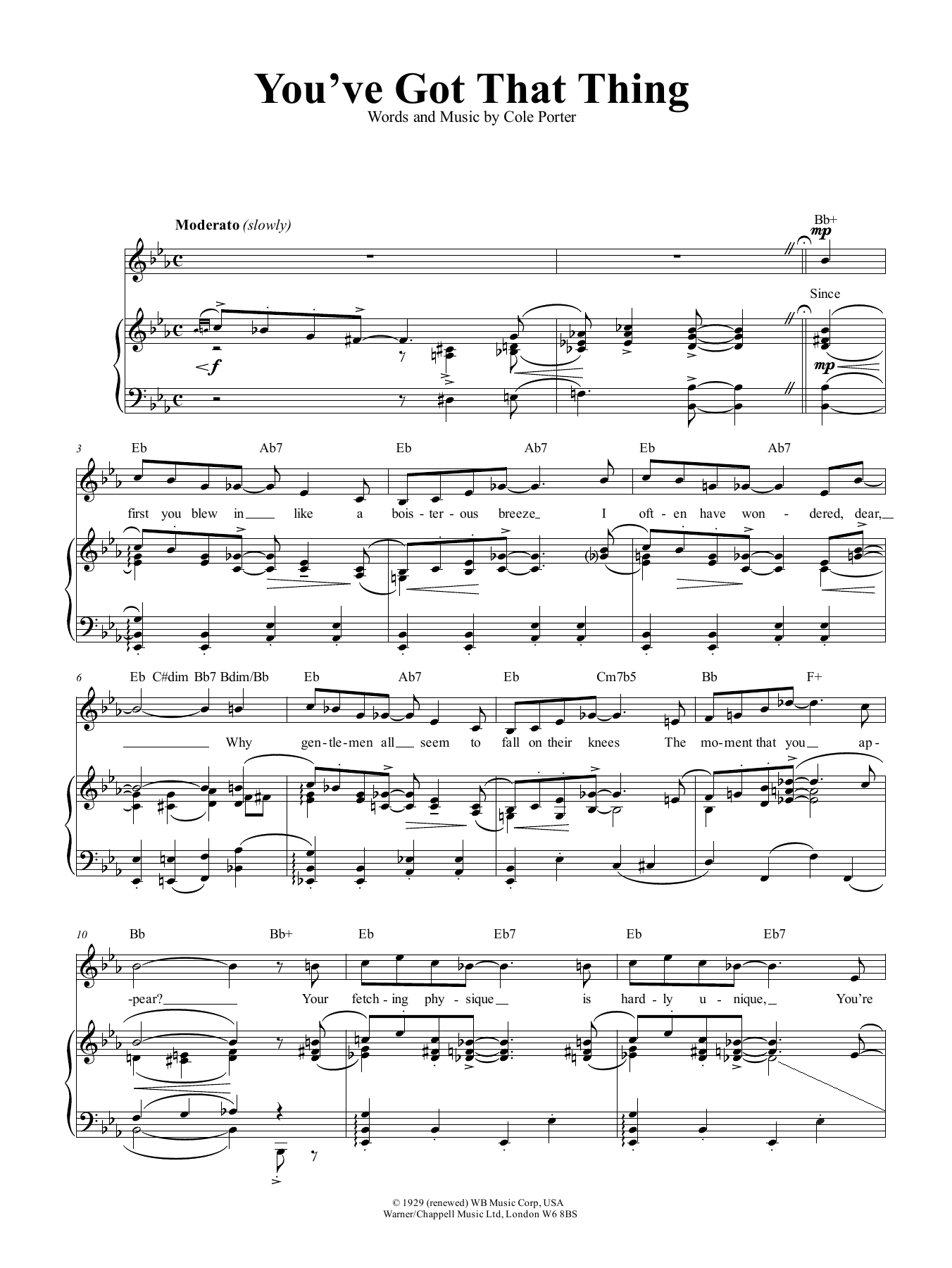 Cole Porter You've Got That Thing sheet music notes and chords arranged for Piano, Vocal & Guitar Chords (Right-Hand Melody)