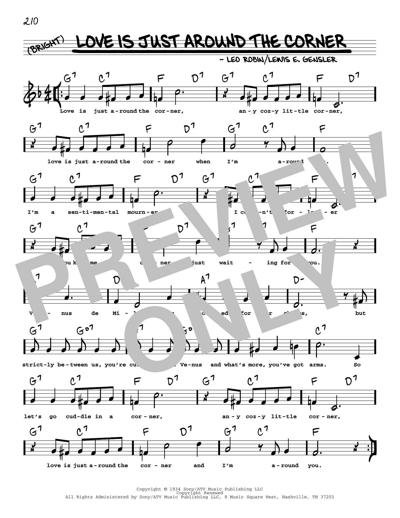 Coleman Hawkins Love Is Just Around The Corner (arr. Robert Rawlins) sheet music notes and chords arranged for Real Book – Melody, Lyrics & Chords